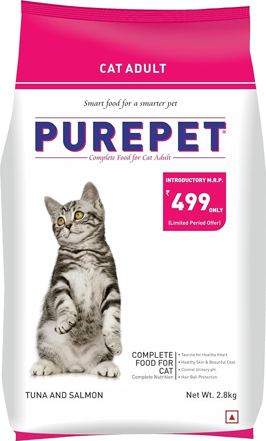 Purepet Adult Dry Cat Adult Food Tuna, Salmon Flavour, 2.8 kg
